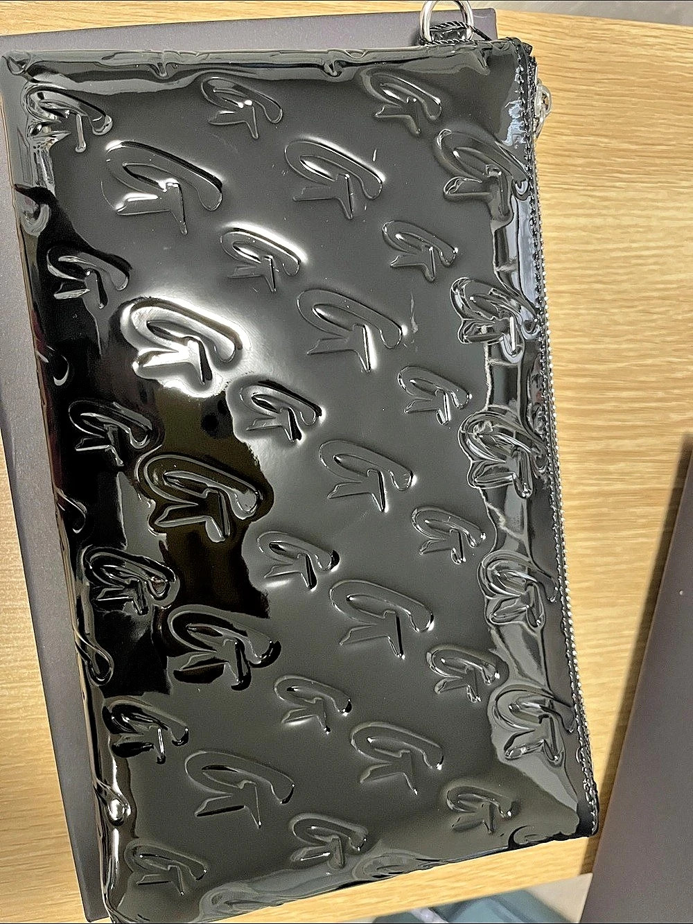 Glamaholic Glossy Embossed Black Clutch